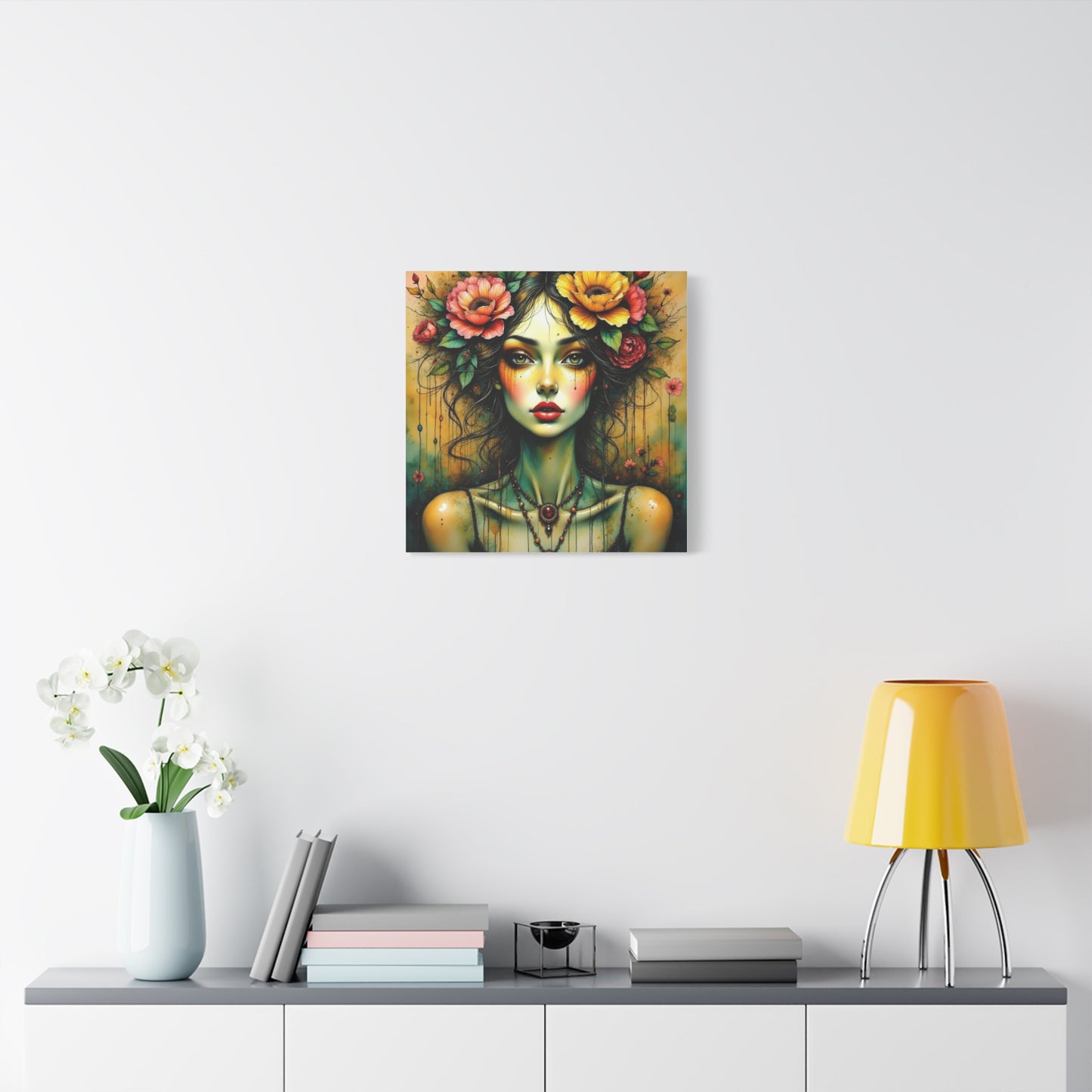 Lady With Flowers in Her Hair Abstract Art