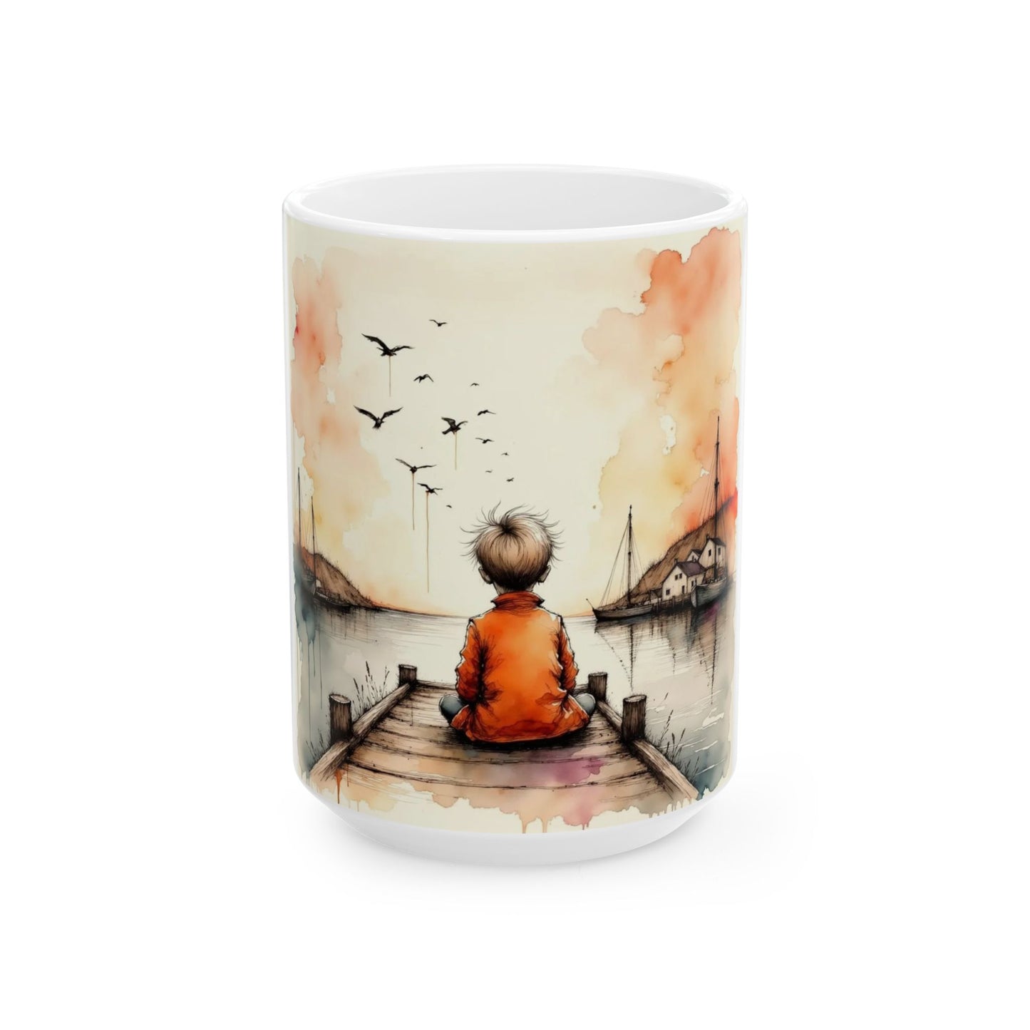 Boy on a Pier Ceramic Mug (11oz, 15oz)