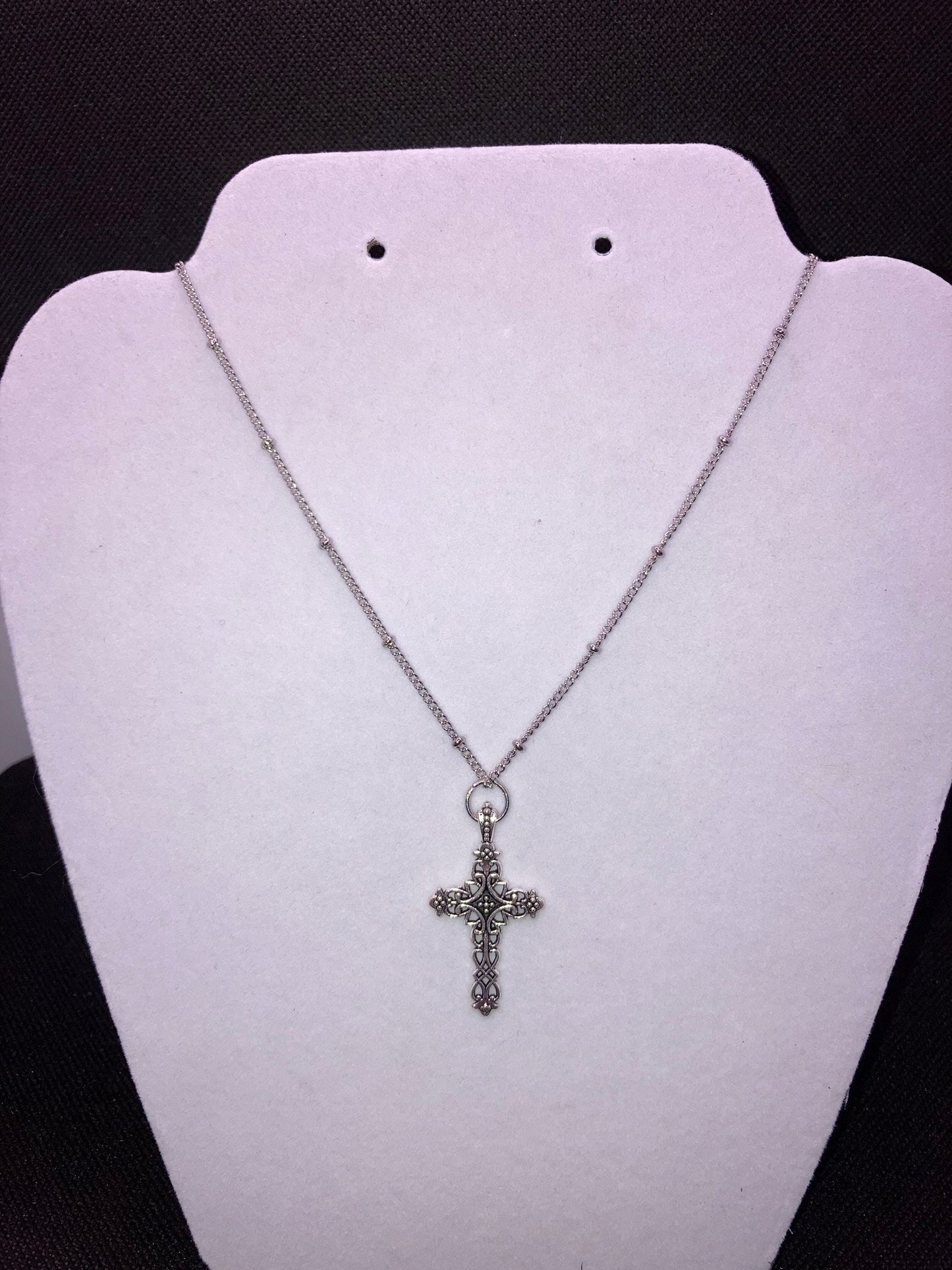 Silver Cross Necklace with Specialty Chain, Southwest, Religious and Country Jewelry