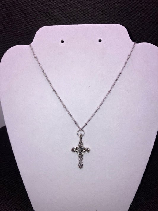 Silver Cross Necklace with Specialty Chain, Southwest, Religious and Country Jewelry