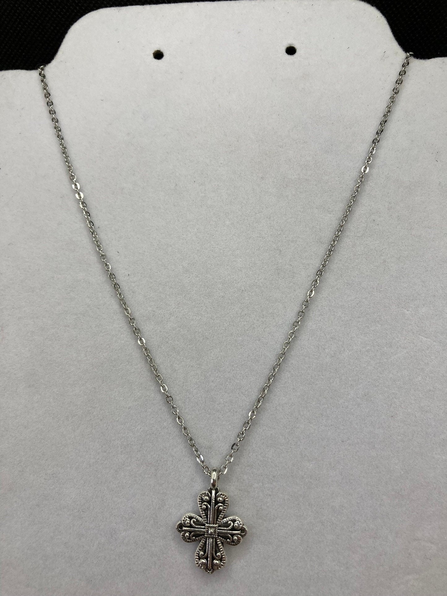 Silver Cross Necklace with Specialty Chain, Southwest, Religious and Country Jewelry