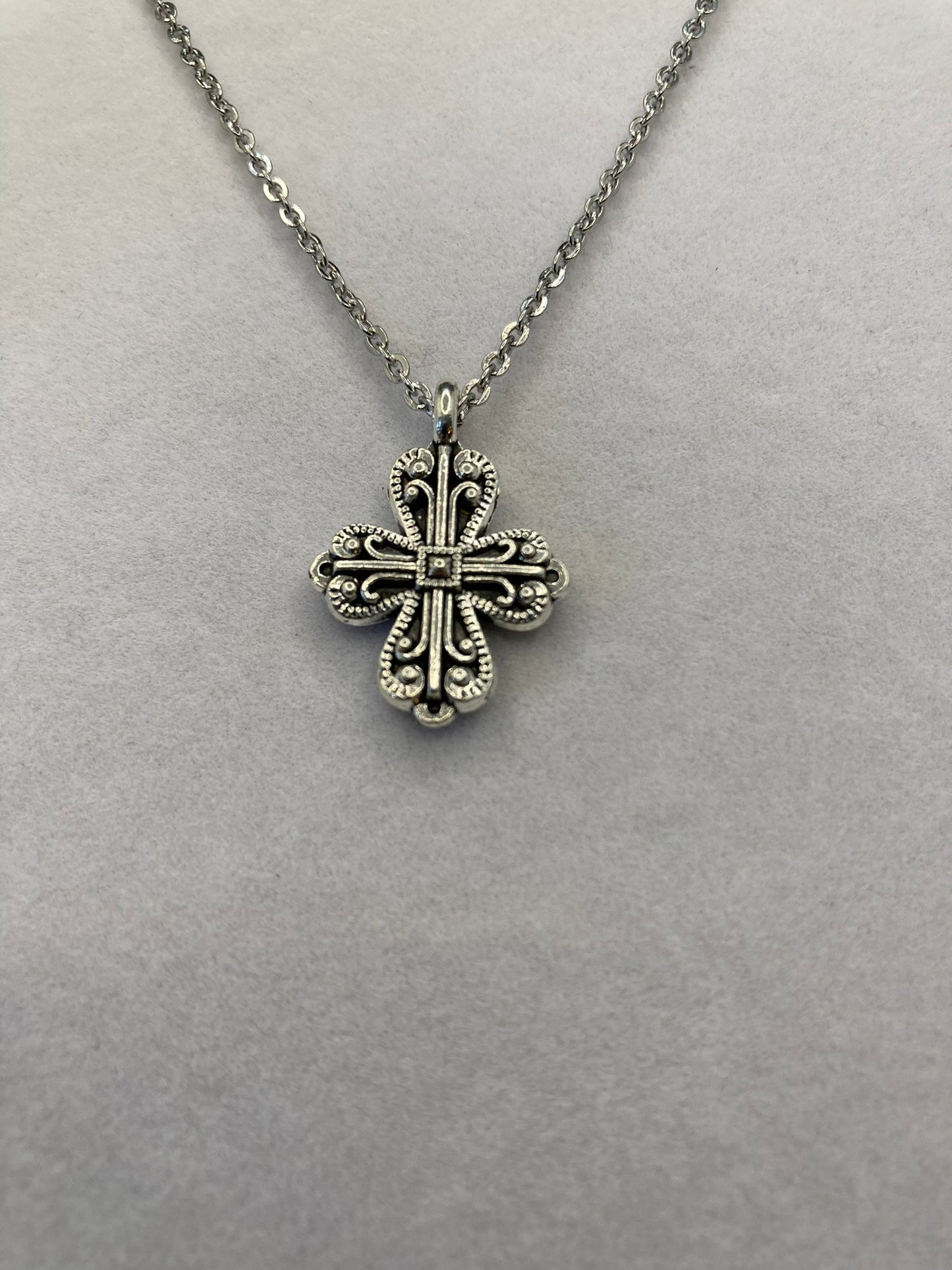 Silver Cross Necklace with Specialty Chain, Southwest, Religious and Country Jewelry