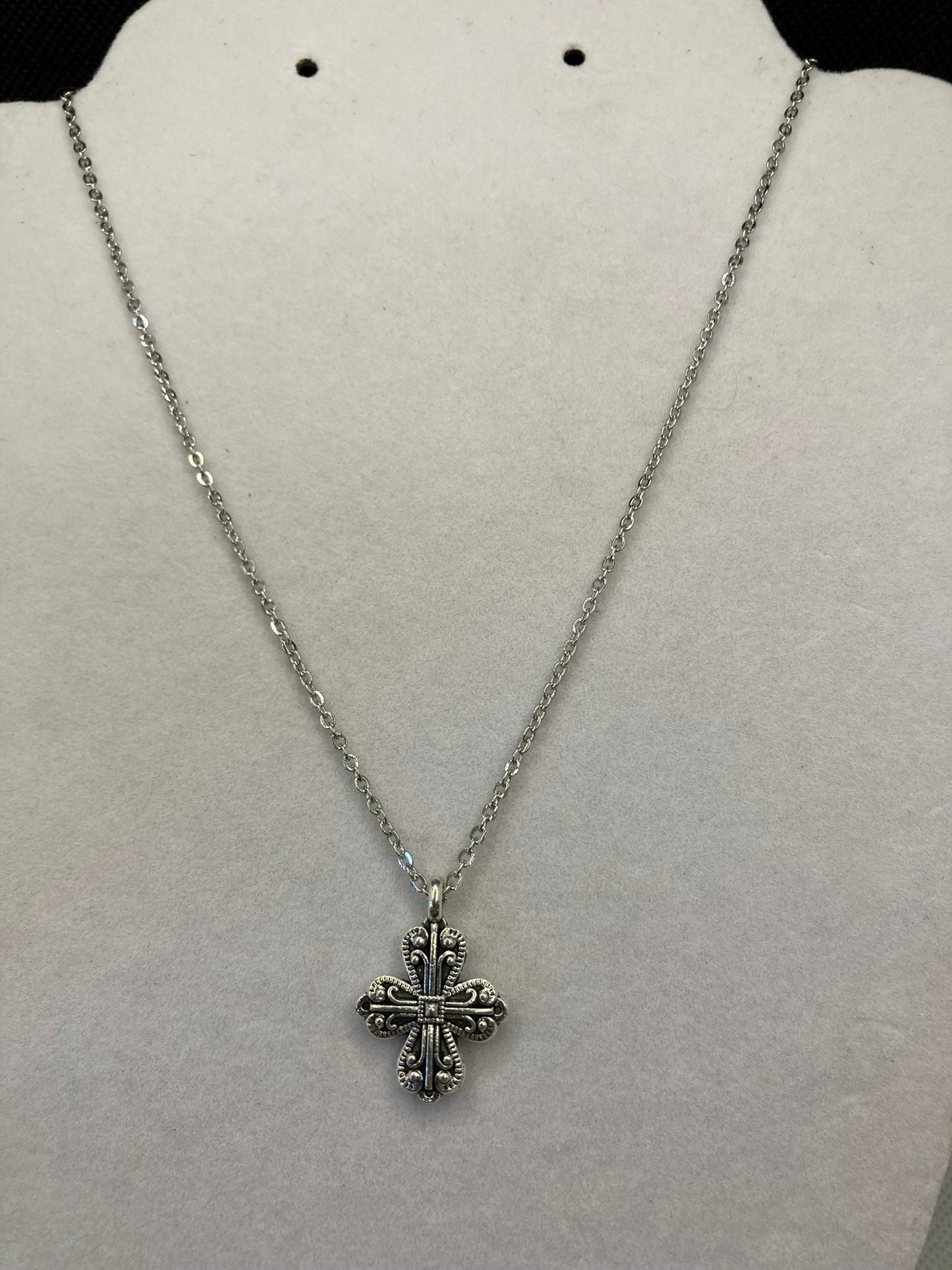 Silver Cross Necklace with Specialty Chain, Southwest, Religious and Country Jewelry