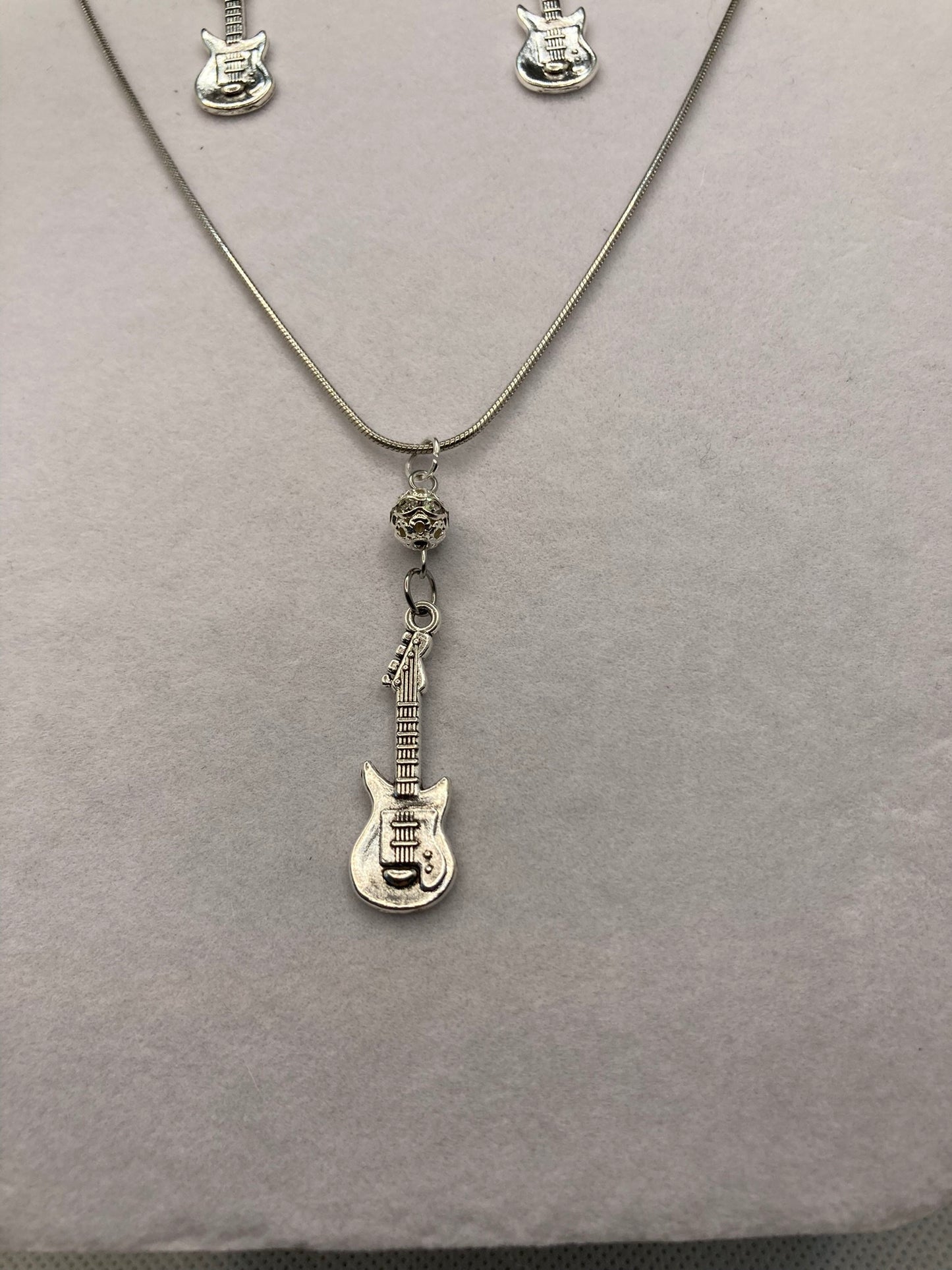 Guitar Earring and Necklace Set for musicians, music lovers, Rock and Roll and symphony.