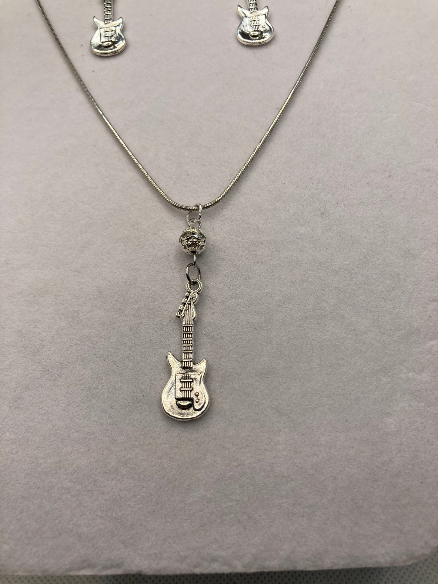 Guitar Earring and Necklace Set for musicians, music lovers, Rock and Roll and symphony.