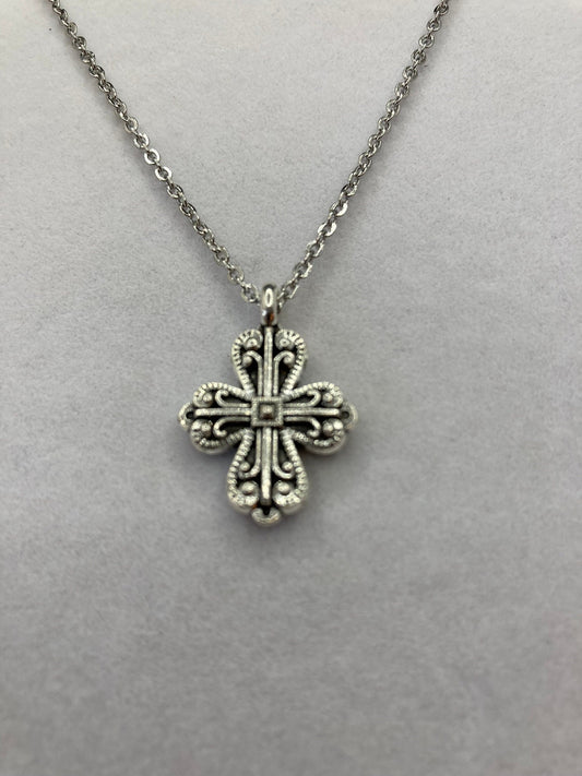 Silver Cross Necklace with Specialty Chain, Southwest, Religious and Country Jewelry