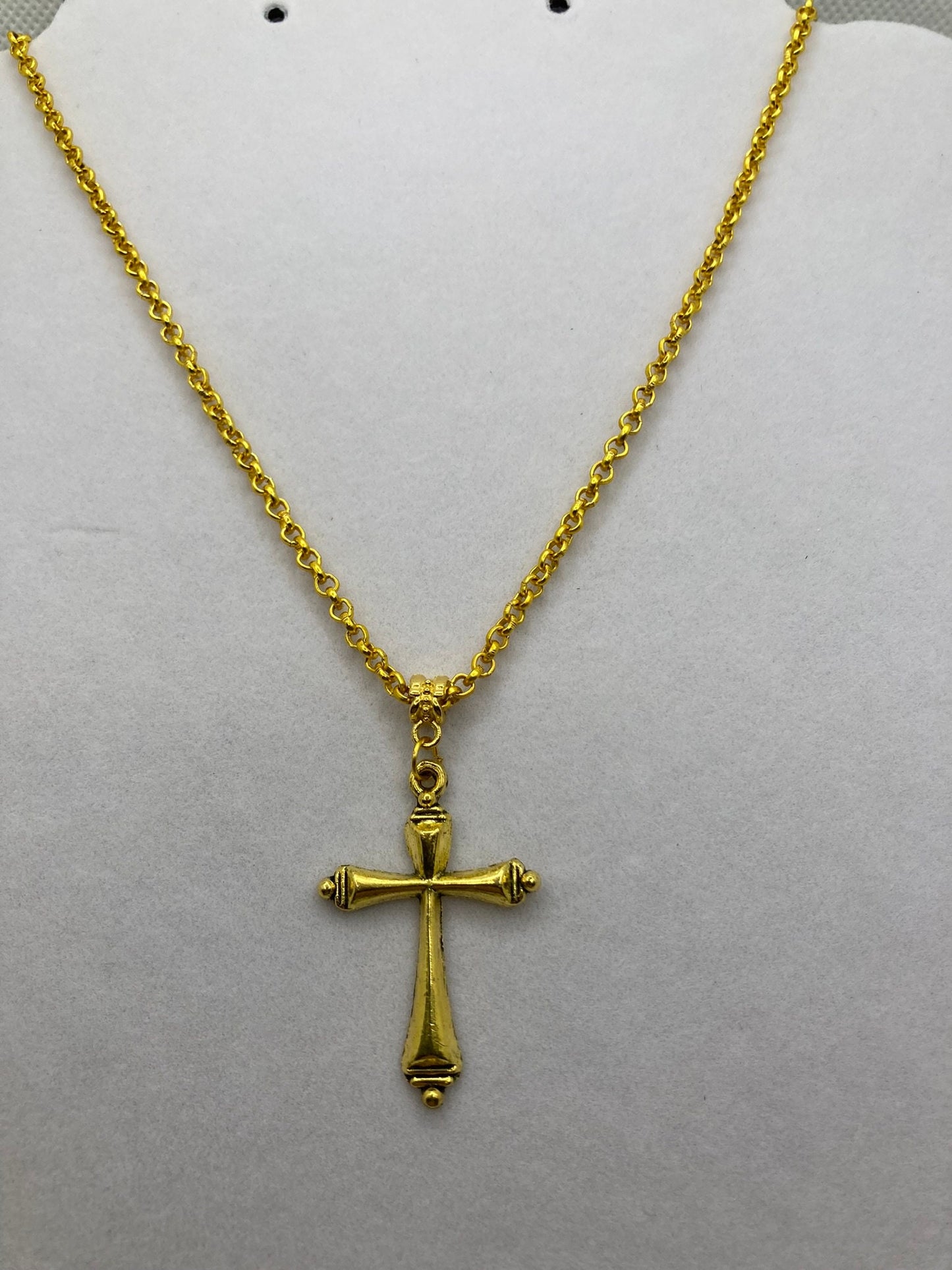 Gold Tone Cross Necklace with Specialty Chain, Southwest, Religious and Country Jewelry Style 7