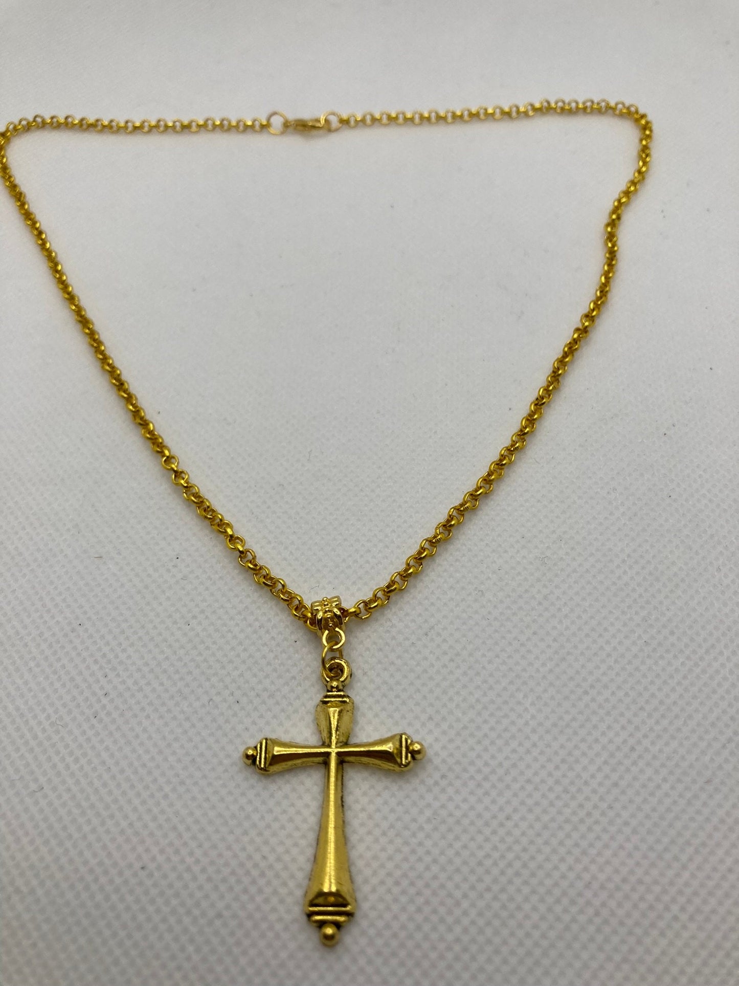 Gold Tone Cross Necklace with Specialty Chain, Southwest, Religious and Country Jewelry Style 7