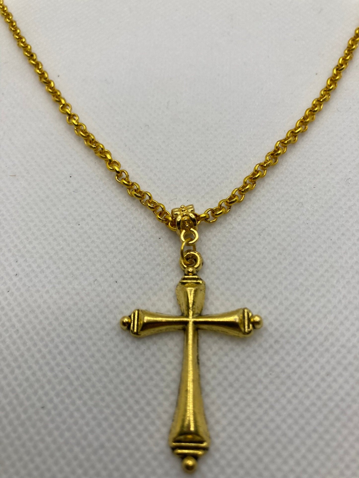 Gold Tone Cross Necklace with Specialty Chain, Southwest, Religious and Country Jewelry Style 7