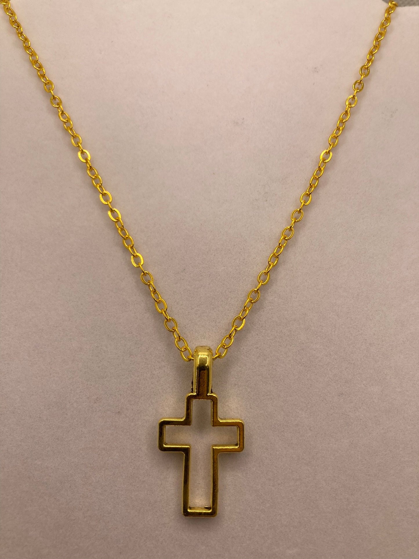 Gold Cross Necklace with Specialty Chain, Southwest, Religious and Country Jewelry