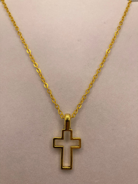 Gold Cross Necklace with Specialty Chain, Southwest, Religious and Country Jewelry