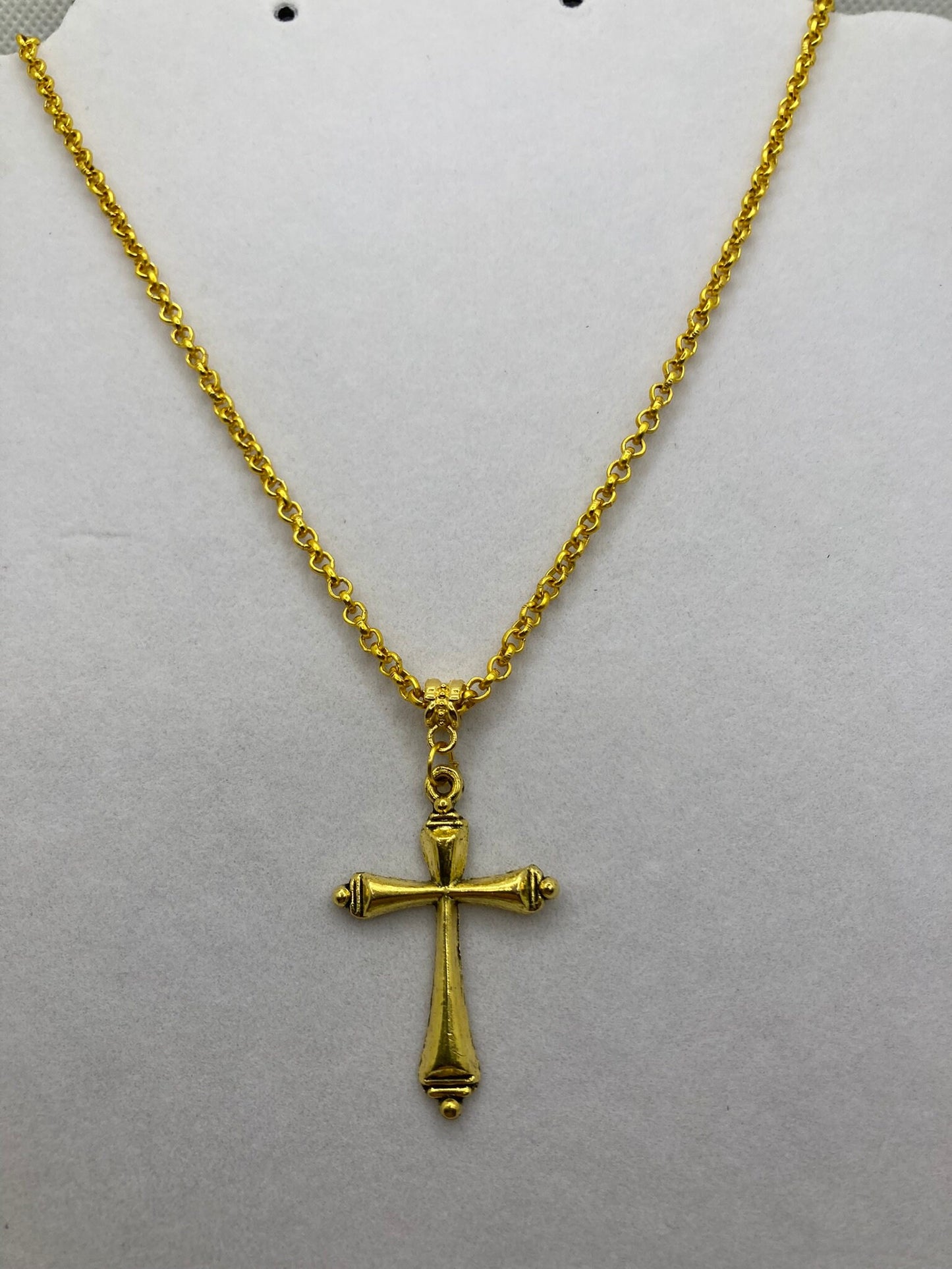 Gold Tone Cross Necklace with Specialty Chain, Southwest, Religious and Country Jewelry Style 7