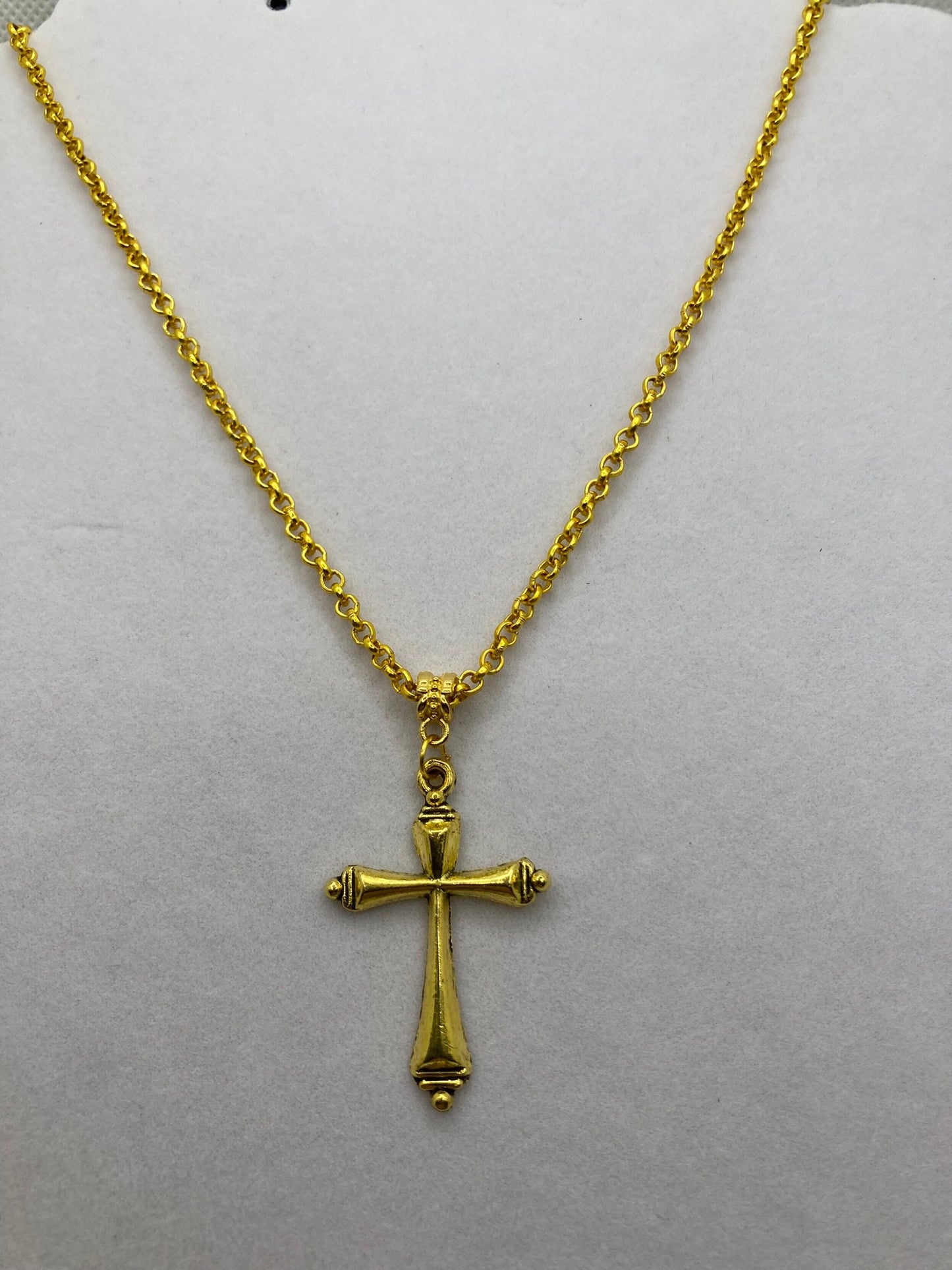 Gold Tone Cross Necklace with Specialty Chain, Southwest, Religious and Country Jewelry Style 7