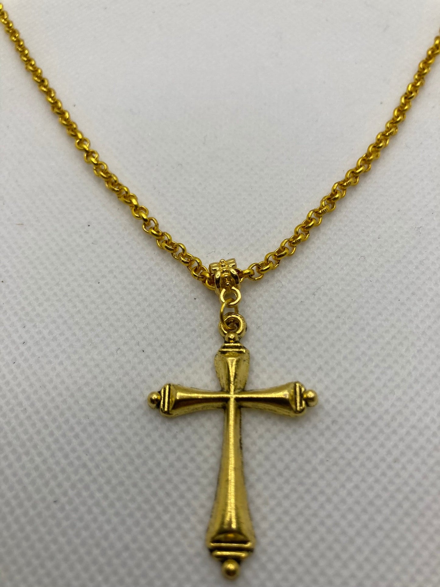 Gold Tone Cross Necklace with Specialty Chain, Southwest, Religious and Country Jewelry Style 7