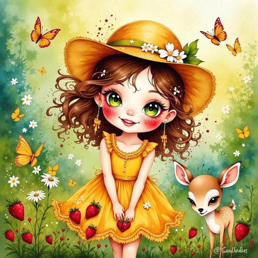 Little Girl In Yellow -PNG Download to make Pictures, posters, T-shirts, Tumblers, Mugs