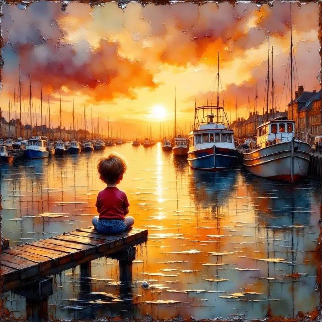 Boy on a Pier -PNG Download to make Pictures, posters, T-shirts, Tumblers, Mugs