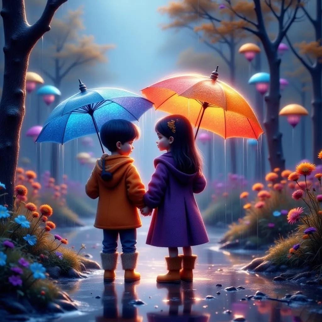 Friends in the Rain-PNG Download to make Pictures, posters, T-shirts, Tumblers, Mugs