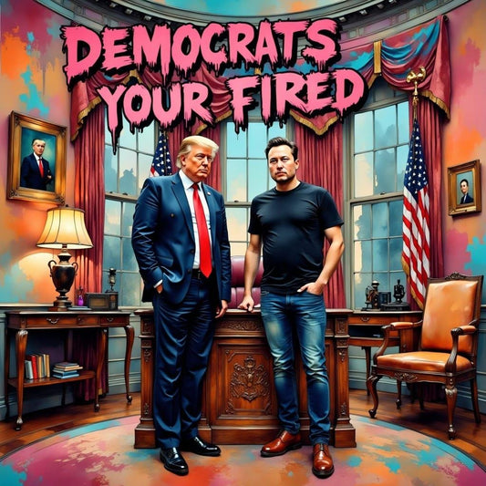 Trump and Elon Democrats Your Fired-PNG Download to make Pictures, posters, T-shirts, Tumblers, Mugs