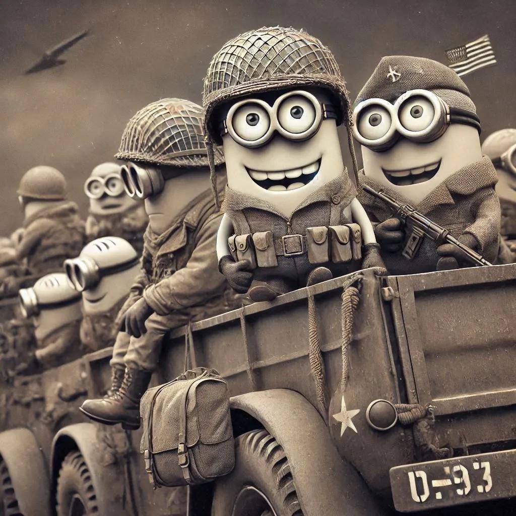 WW2 Minions Antique Art-PNG Download to make Pictures, posters, T-shirts, Tumblers, Mugs