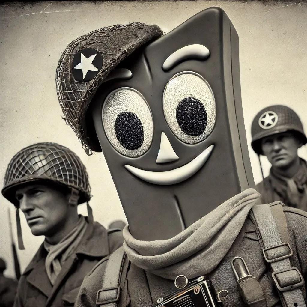 WW2 Gumby Antique Art-PNG Download to make Pictures, posters, T-shirts, Tumblers, Mugs