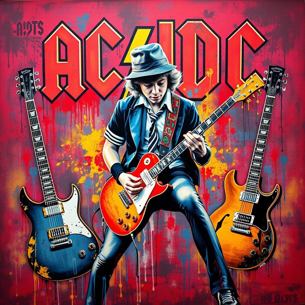 5 AC/DC Angus Young, Logo, Rock and Roll Abstract Musician Art-PNG Download to make Pictures, posters, T-shirts, Tumblers, Mugs