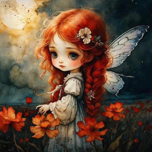 Red Haired Fairy Children's Room Art -PNG Download to make Pictures, posters, T-shirts, Tumblers, Mugs