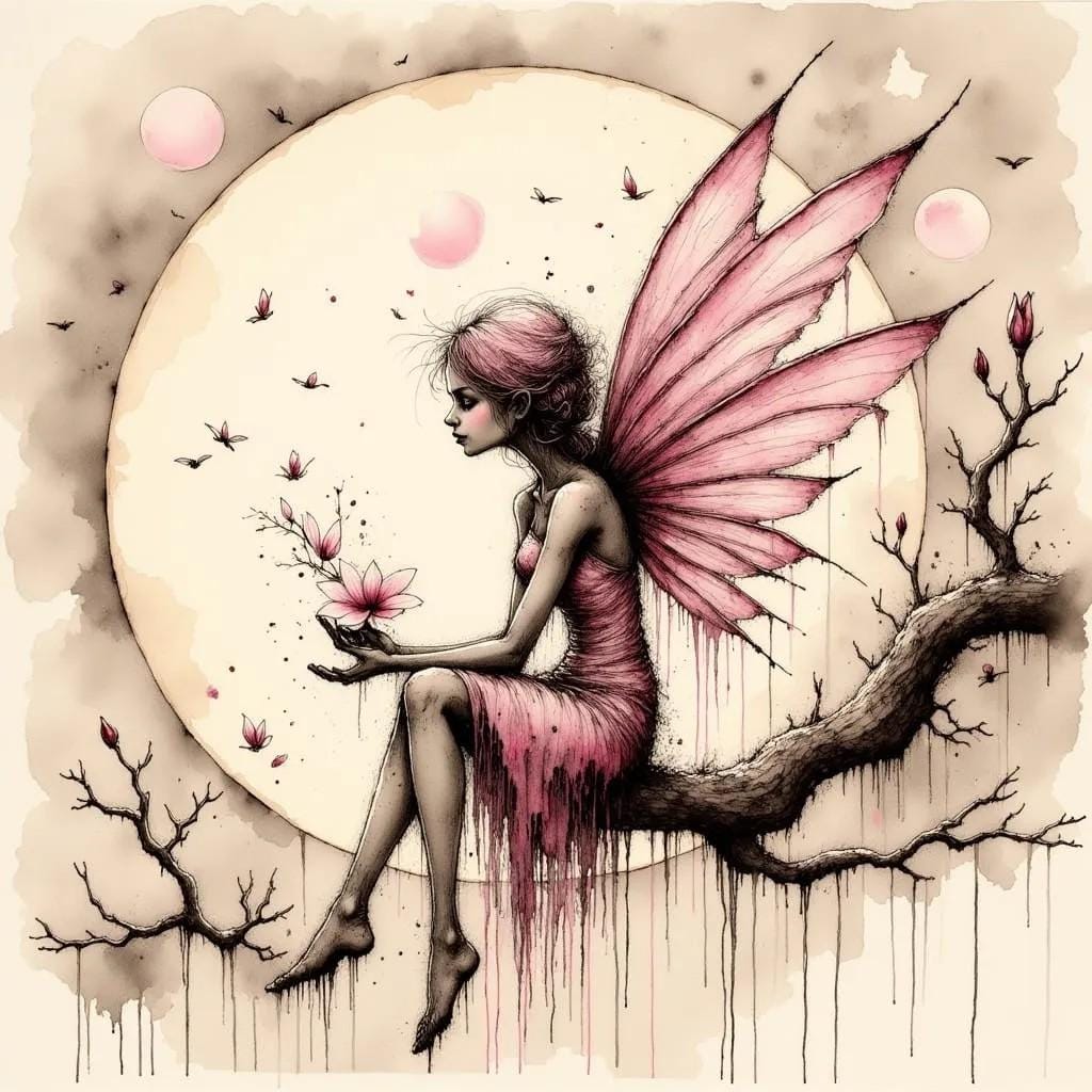 The Pink Fairy Children's Room Art -PNG Download to make Pictures, posters, T-shirts, Tumblers, Mugs