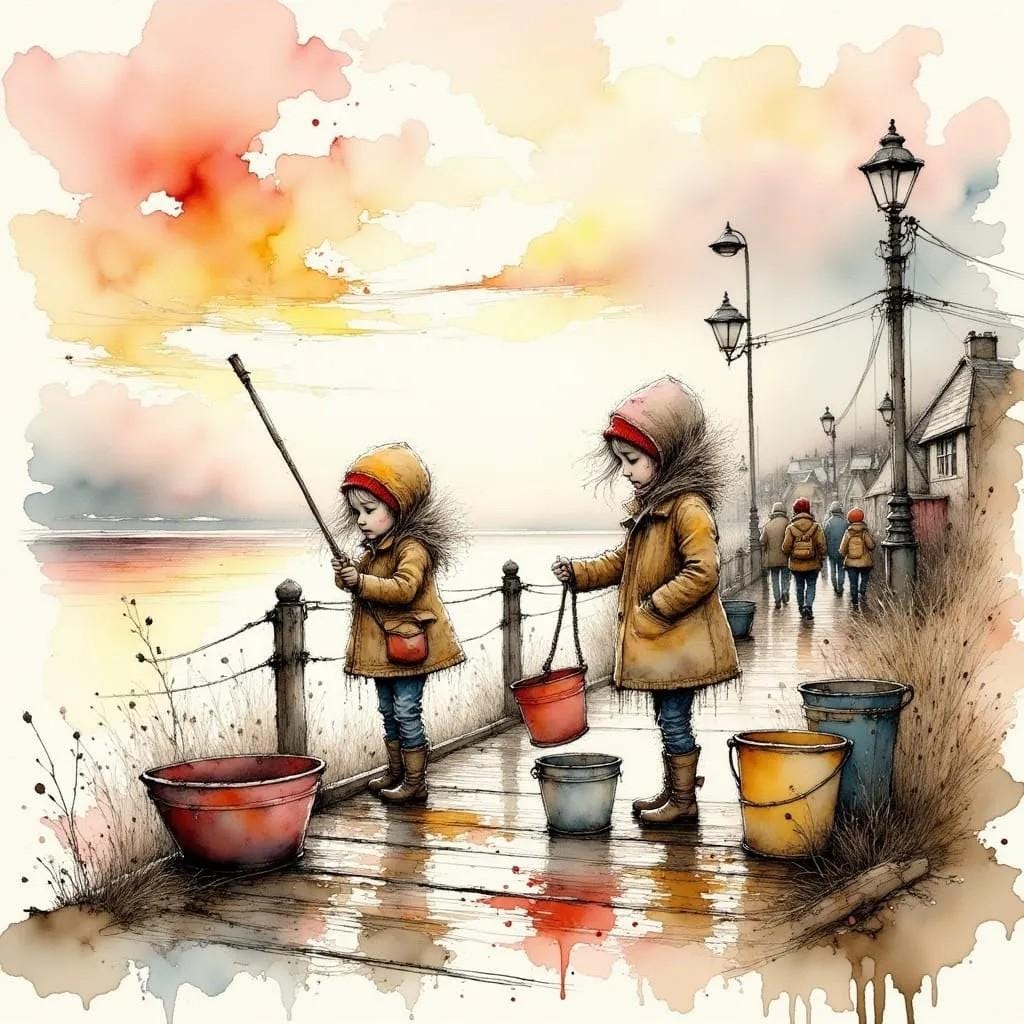 Little Girls Fishing Children's Room Art -PNG Download to make Pictures, posters, T-shirts, Tumblers, Mugs