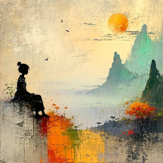 Girl on a Cliff Children's Room Art -PNG Download to make Pictures, posters, T-shirts, Tumblers, Mugs