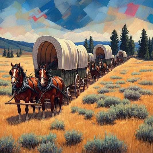 Old West Covered Wagon Art -PNG Download to make Pictures, posters, T-shirts, Tumblers, Mugs