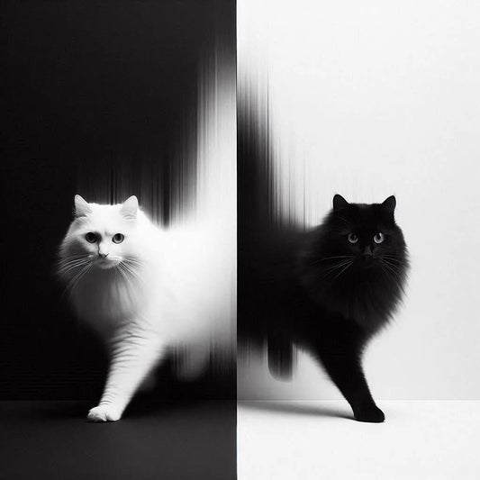 Black and White Cat, Animal Art -PNG Download to make Pictures, posters, T-shirts, Tumblers, Mugs