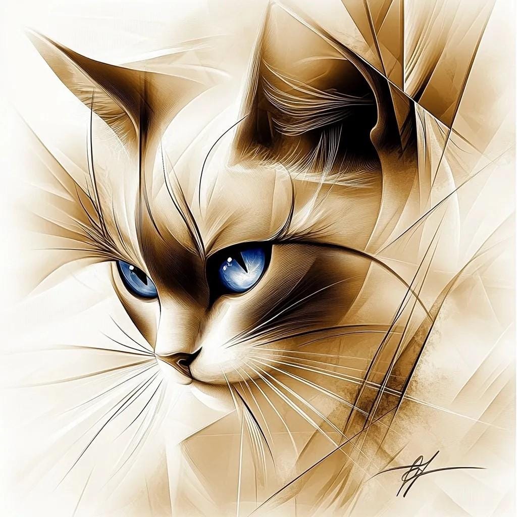 Cat Abstract, Animal Art -PNG Download to make Pictures, posters, T-shirts, Tumblers, Mugs