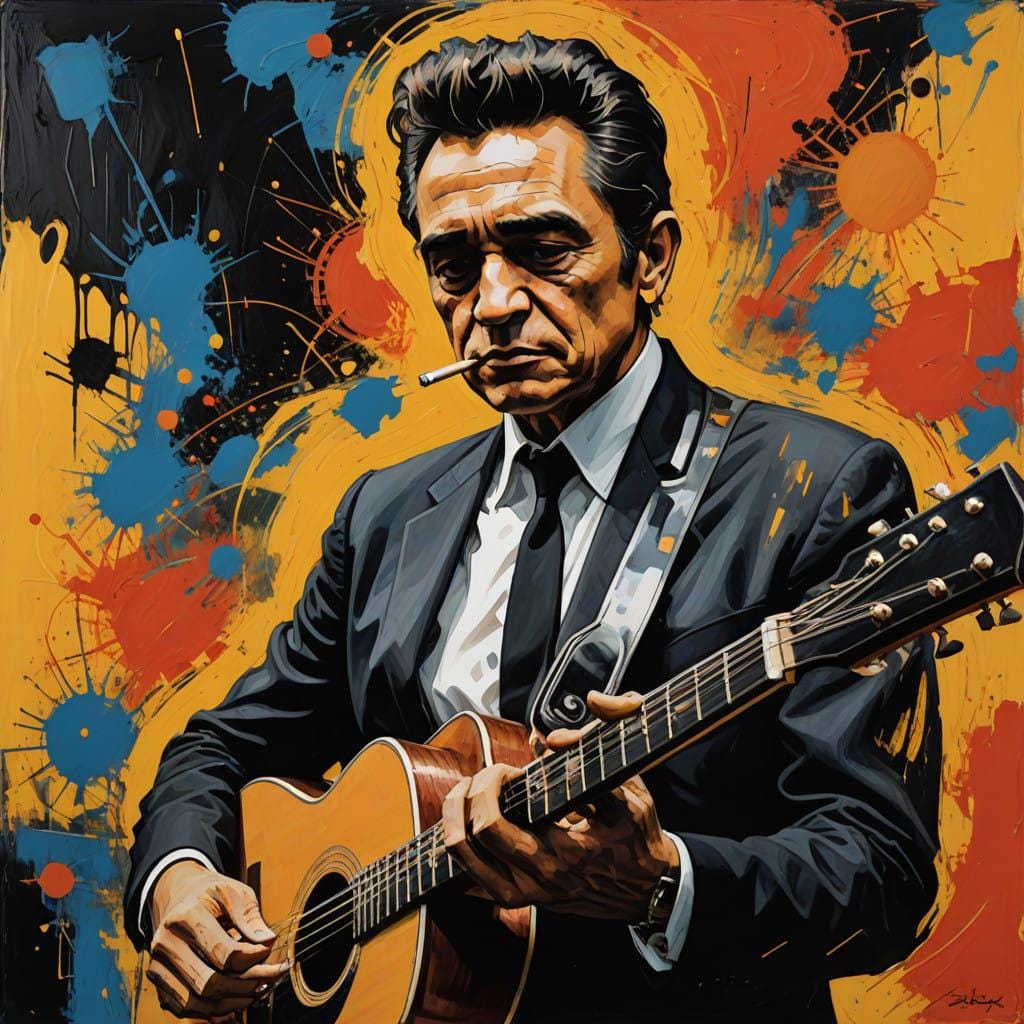 5 Johnny Cash Abstract Art -PNG Digital Download to make Pictures, posters, T-shirts, Tumblers, Mugs