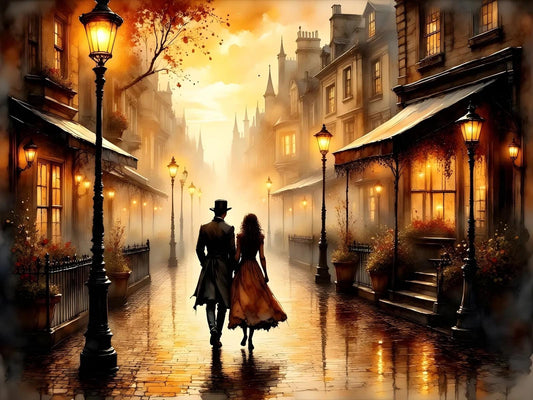 Couple on a Walk -PNG Download to make Pictures, posters, T-shirts, Tumblers, Mugs