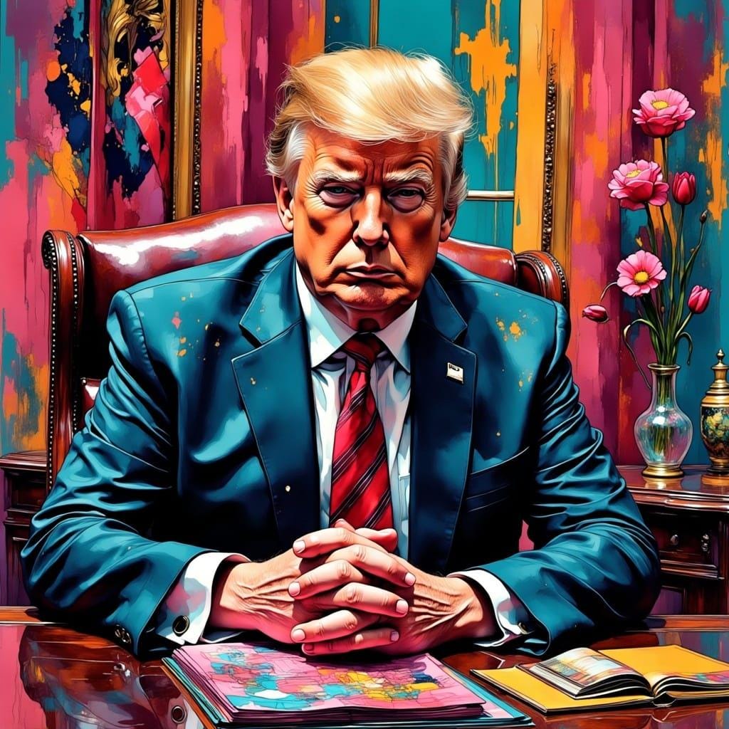 Trump In Oval Office-PNG Download to make Pictures, posters, T-shirts, Tumblers, Mugs