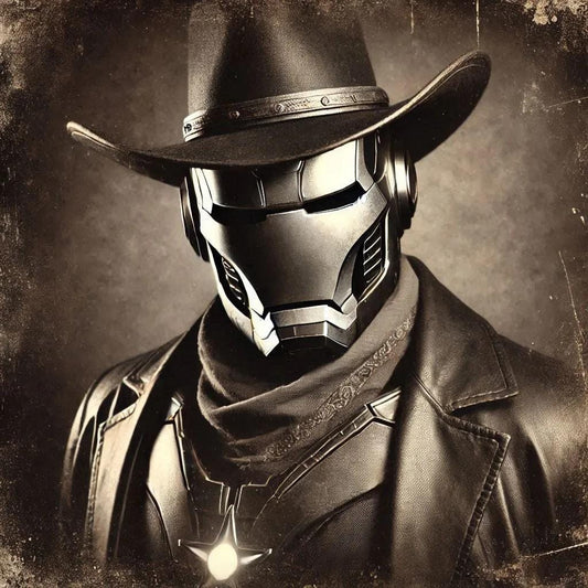 Iron Man as an Old West Sherriff in Antique Art -PNG Download to make Pictures, posters, T-shirts, Tumblers, Mugs