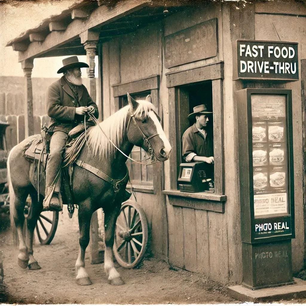 Old West Drive Thru Fast Food Antique Art -PNG Download to make Pictures, posters, T-shirts, Tumblers, Mugs