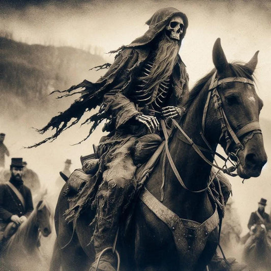 Civil War Skeleton Rider Antique Art-PNG Download to make Pictures, posters, T-shirts, Tumblers, Mugs