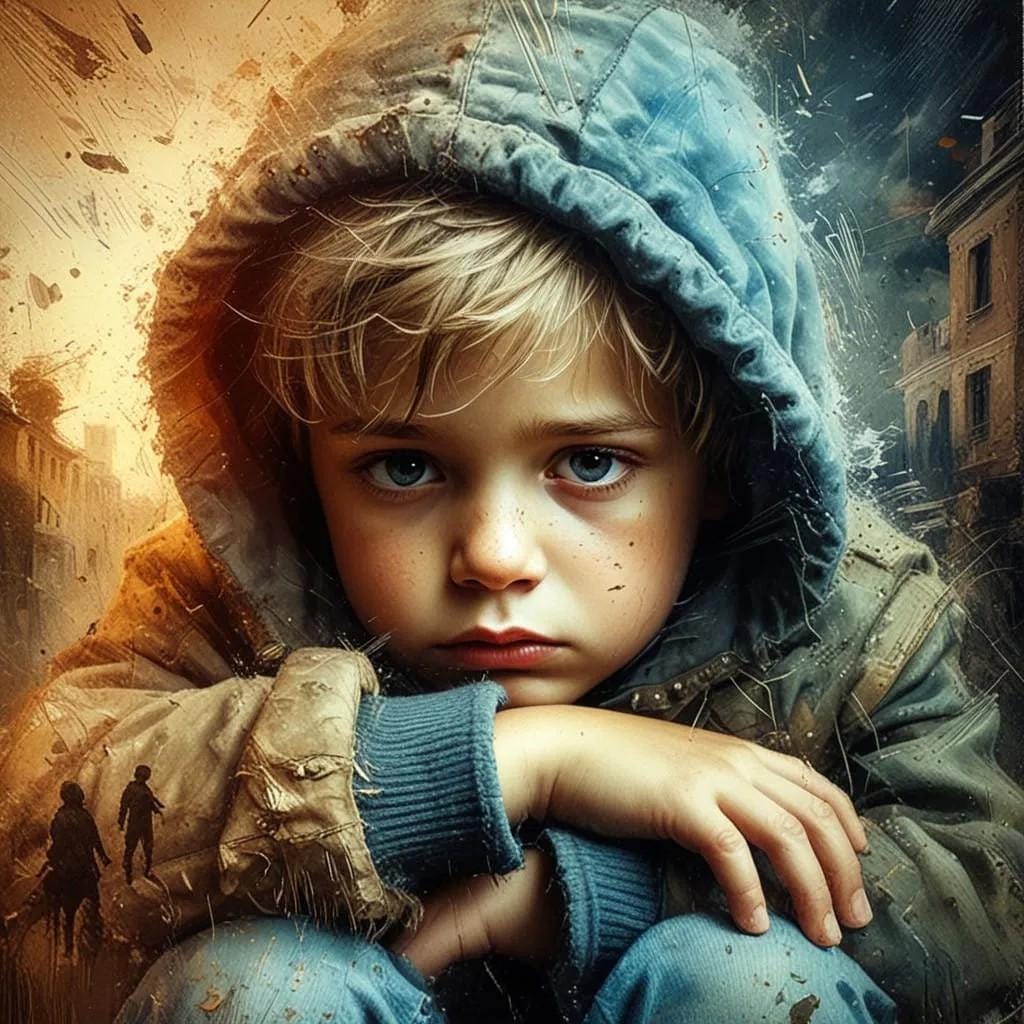 Sad Little Boy Children's Room Art -PNG Download to make Pictures, posters, T-shirts, Tumblers, Mugs