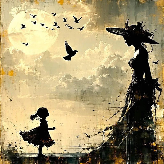 Little Kids and the Bird Lady Children's Room Art -PNG Download to make Pictures, posters, T-shirts, Tumblers, Mugs