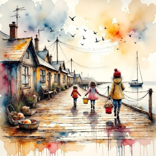 A Walk Down the Pier Children's Room Art -PNG Download to make Pictures, posters, T-shirts, Tumblers, Mugs