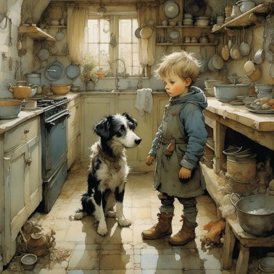 Boy and His Dog Children's Room Art -PNG Download to make Pictures, posters, T-shirts, Tumblers, Mugs