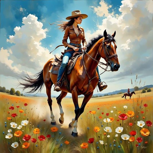 Southwest, Western Cowgirl, American Art -PNG Download to make Pictures, posters, T-shirts, Tumblers, Mugs