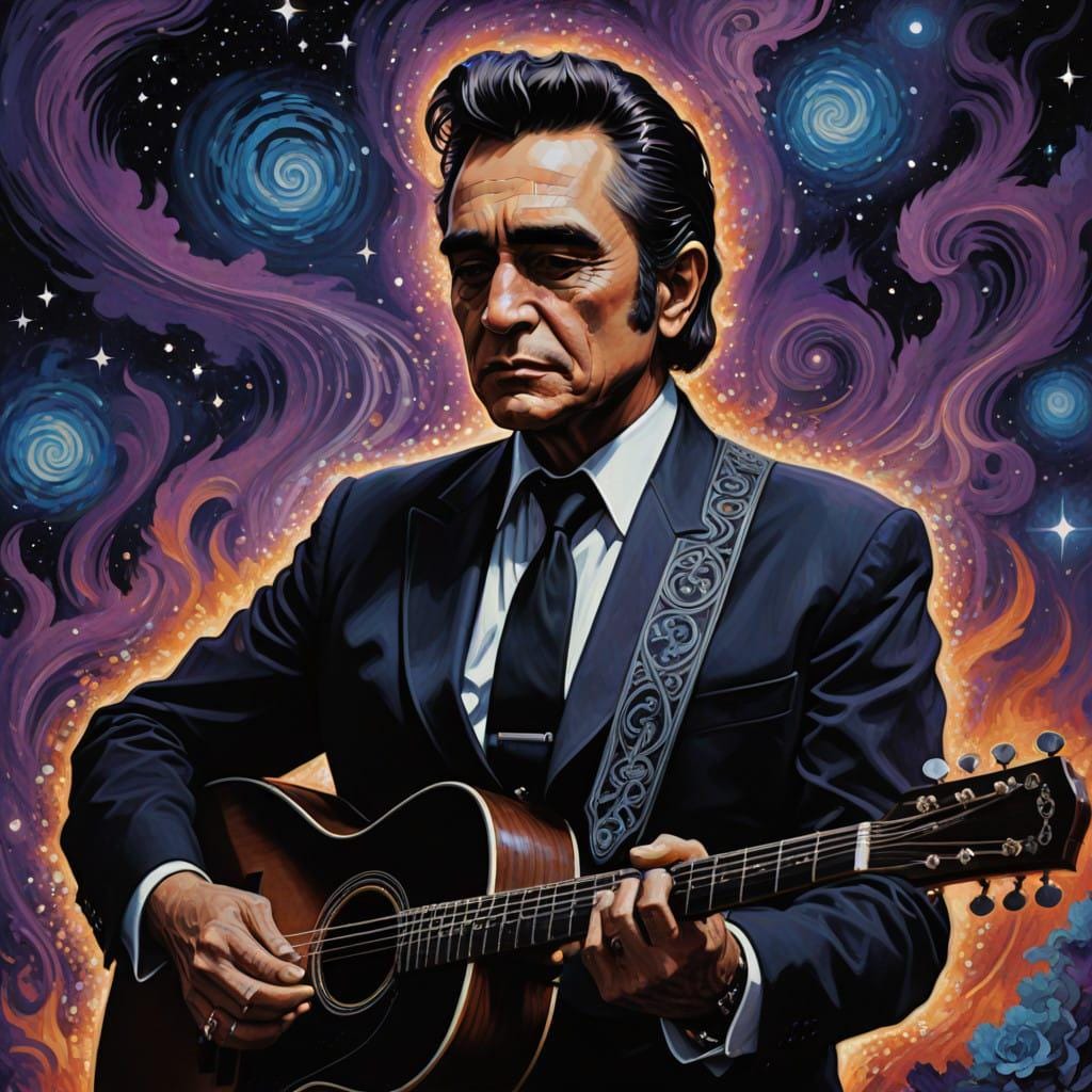 5 Johnny Cash Abstract Art -PNG Digital Download to make Pictures, posters, T-shirts, Tumblers, Mugs