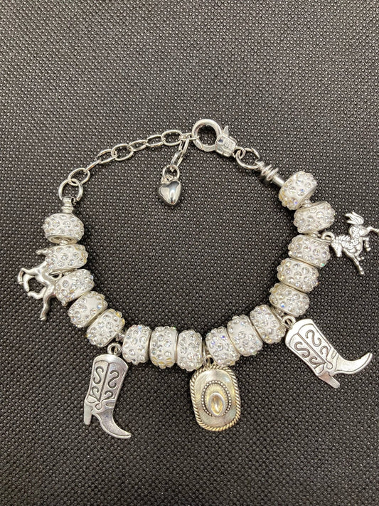 Bling Southwest, Country Bracelet with Western Charms, Cowboy Boots, Horse, Cowboy Boots